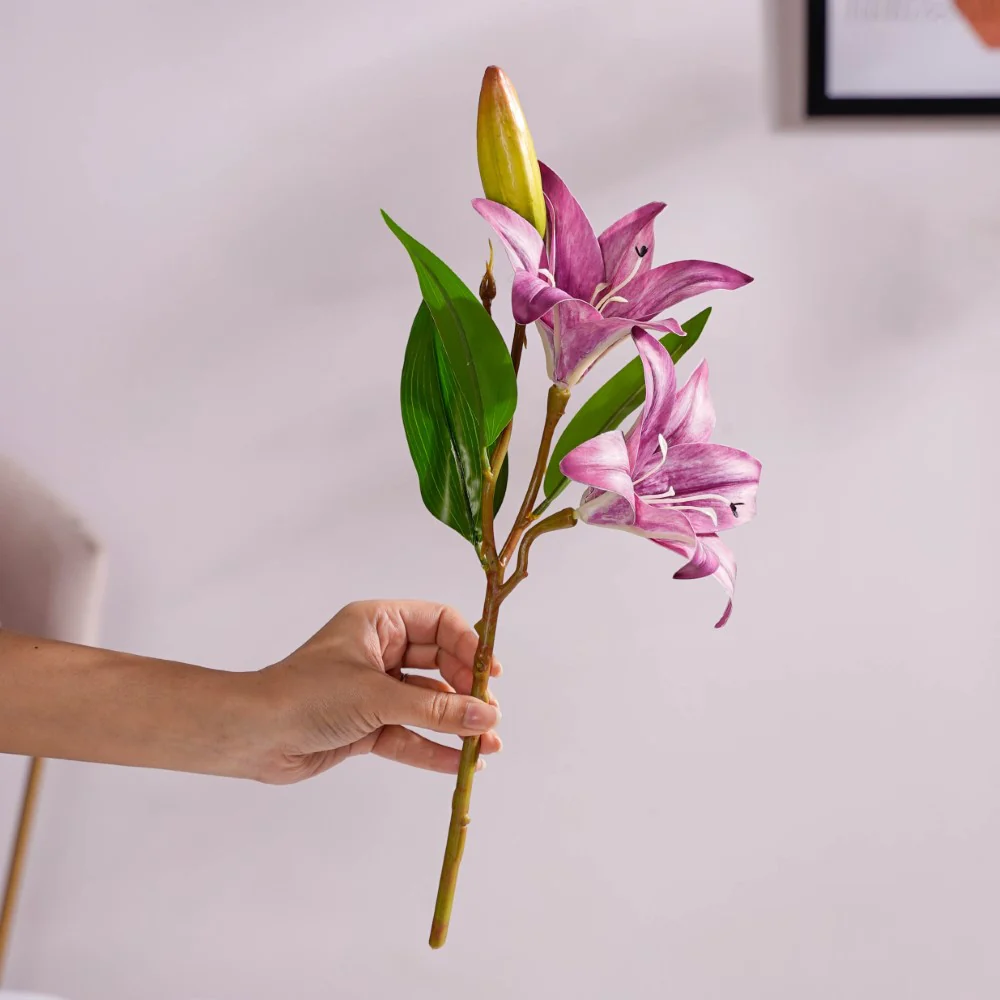 Decorative Lily Branch Purple Set Of 2 - Image 4