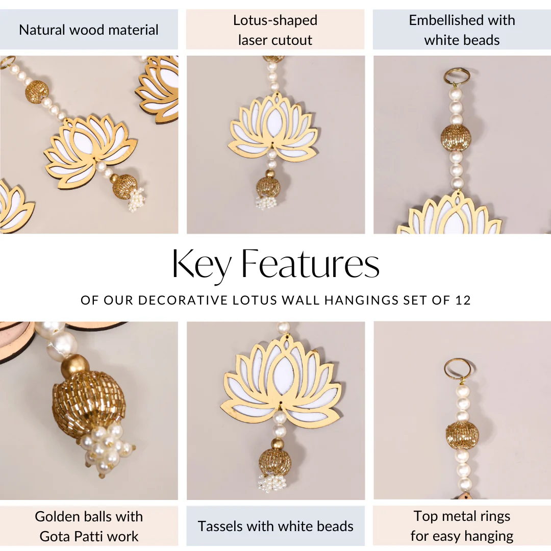 Decorative Lotus Wall Hangings Set Of 12 - Image 4