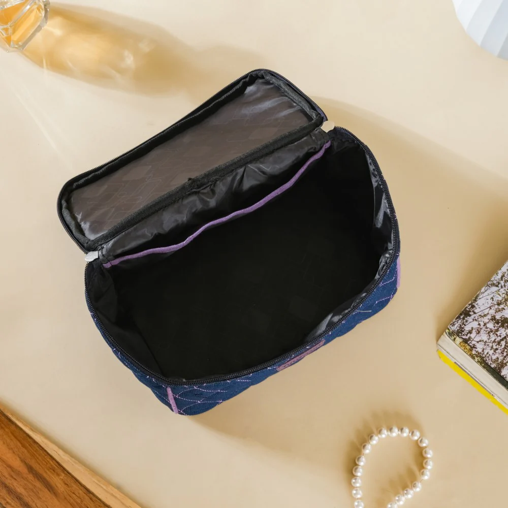 Denim Makeup Bag Set Of 2 Blue And Purple - Image 19