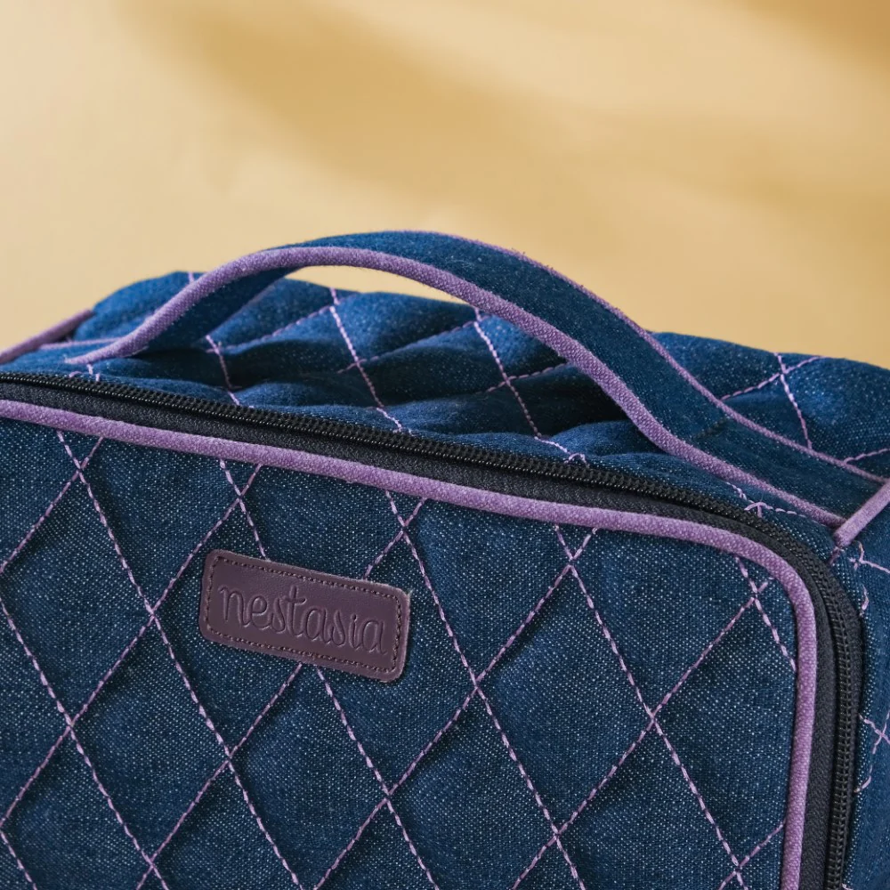 Denim Makeup Bag Set Of 2 Blue And Purple - Image 6