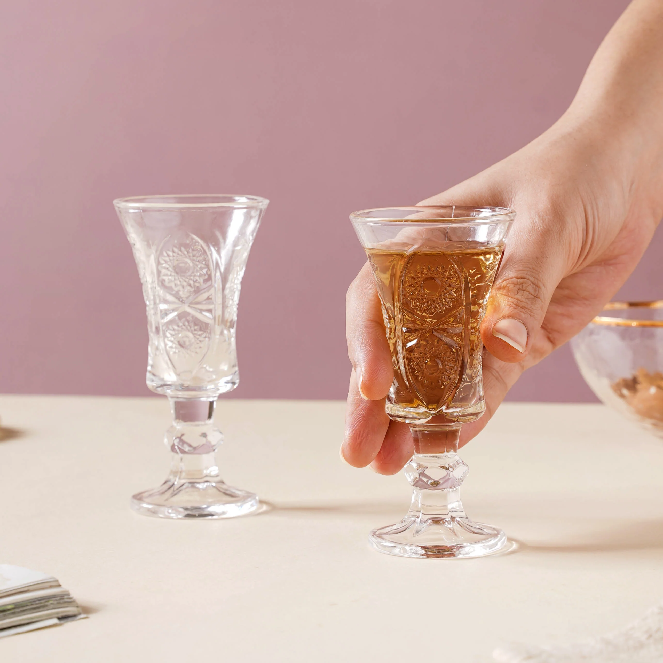 Designed Small Stemmed Glass Set of 2 - Image 2