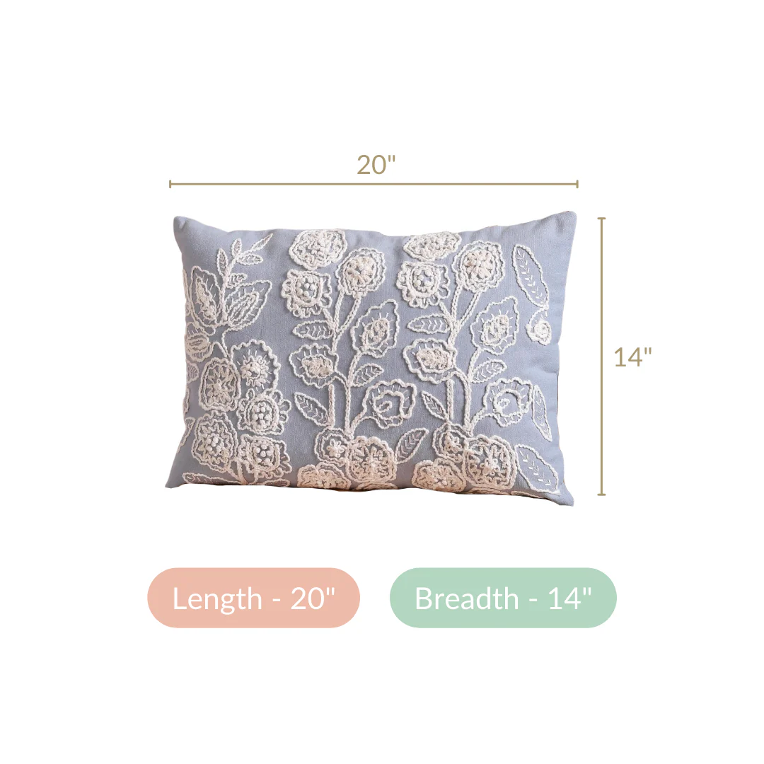 Designer Lumbar Cushion Cover Blue 20x14 inch - Image 6