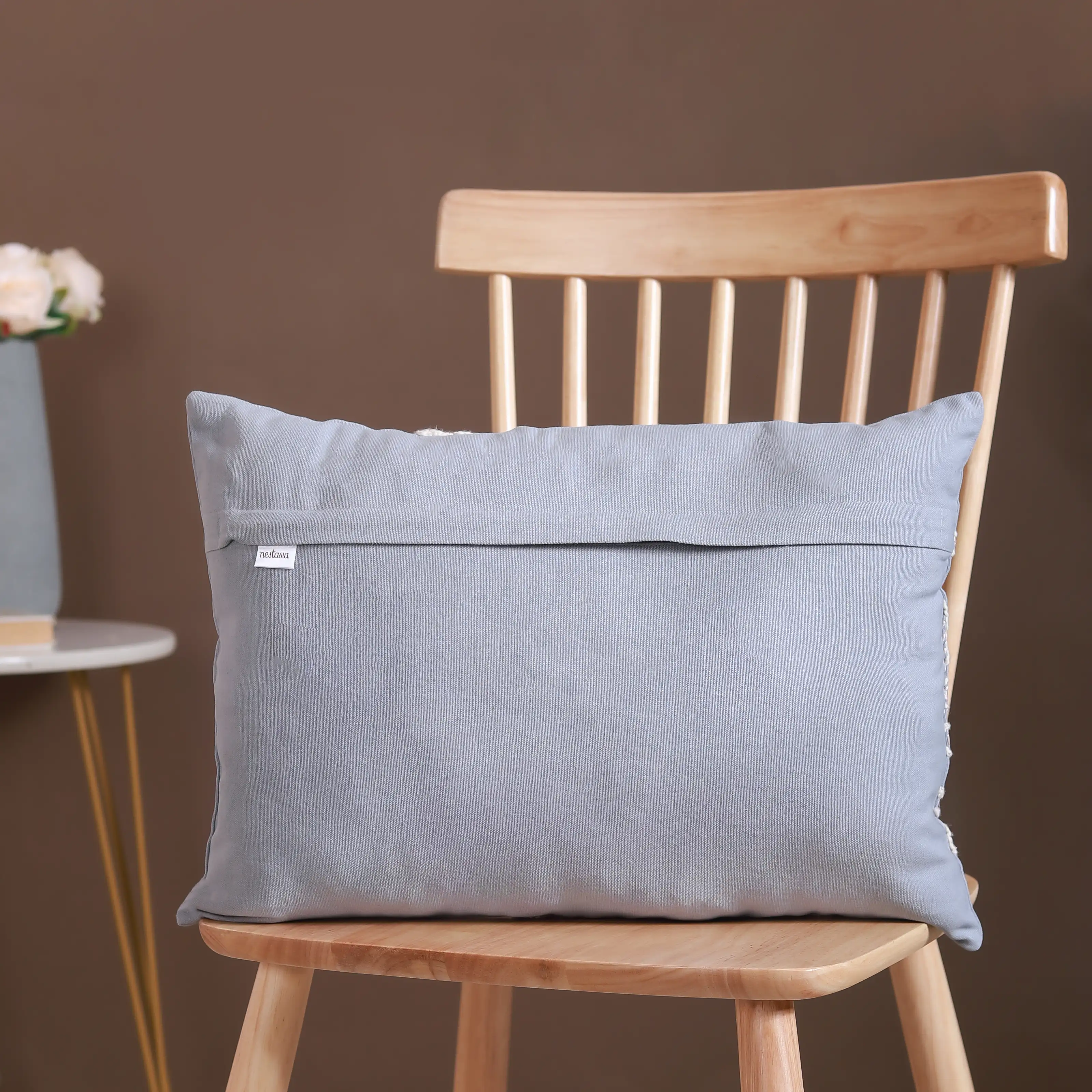 Designer Lumbar Cushion Cover Blue 20x14 inch - Image 8