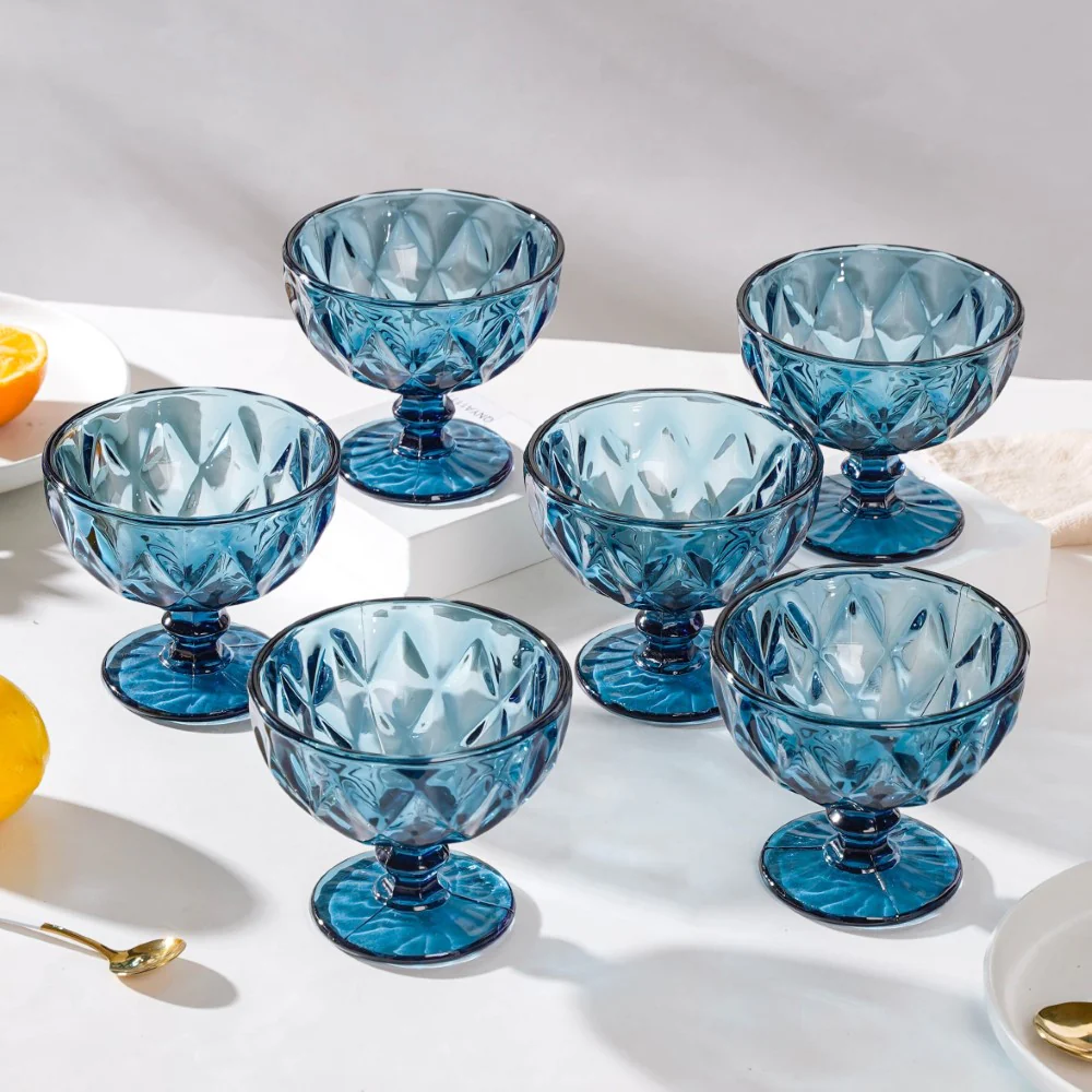 Dessert Serving Glass Blue Set Of 6 300 ml - Image 3