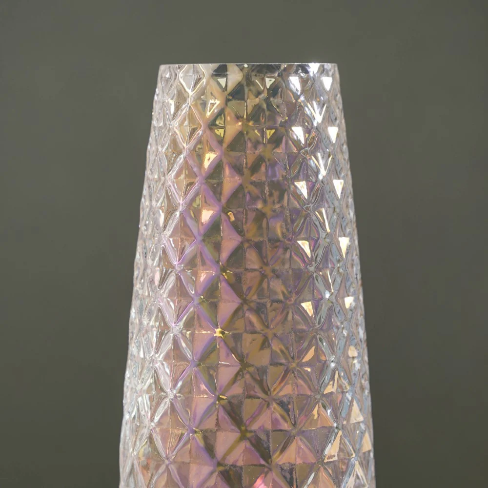 Diamante Glass Flower Vase Iridescent - Image 4