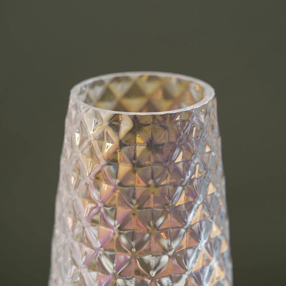 Diamante Glass Flower Vase Iridescent - Image 9