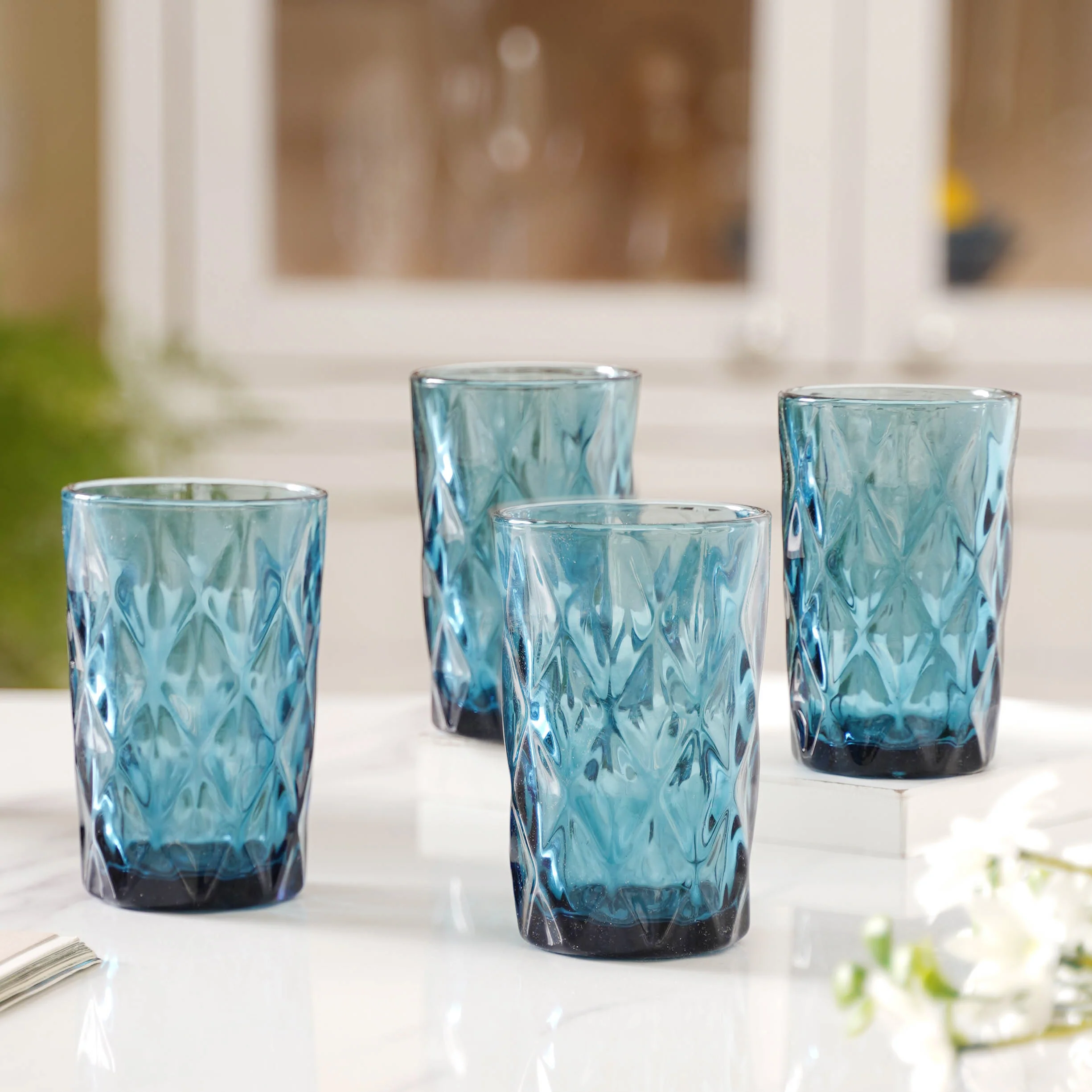 Diamond Design Glass Set of 4 - Image 5