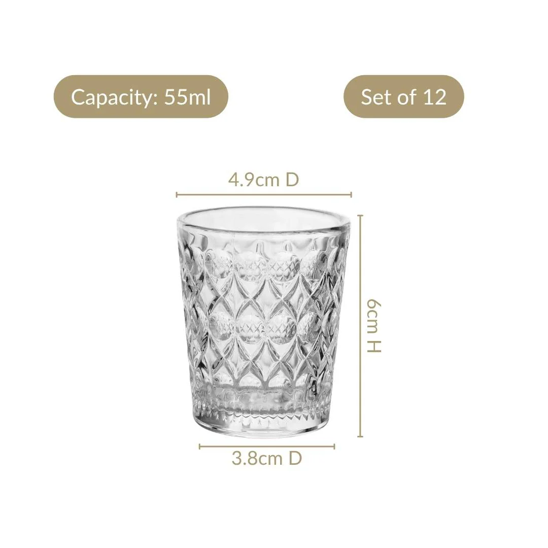 Diamond Embossed Shot Glass Set Of 12 55ml - Image 3