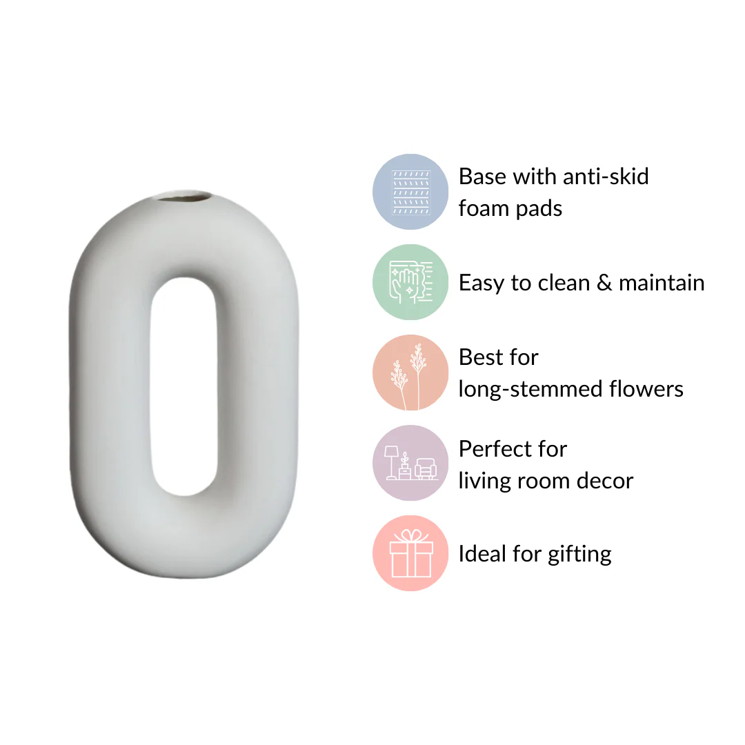 Donut Oval Ceramic Vase White - Image 6