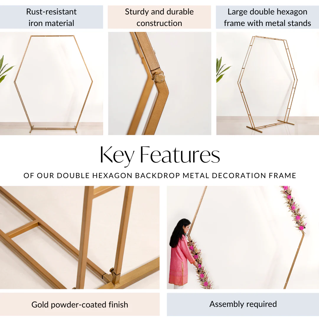 Double Hexagon Backdrop Metal Decoration Frame 100 Inch - Image 5