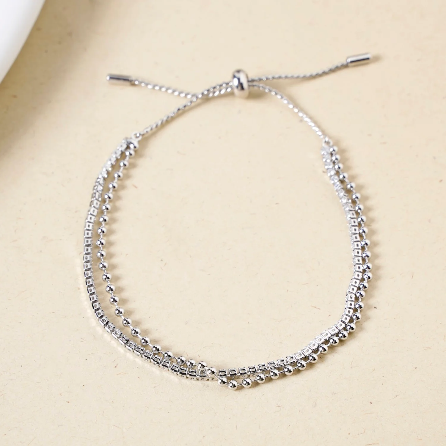 Double Layered Silver Sliding Knot Bracelet - Image 5