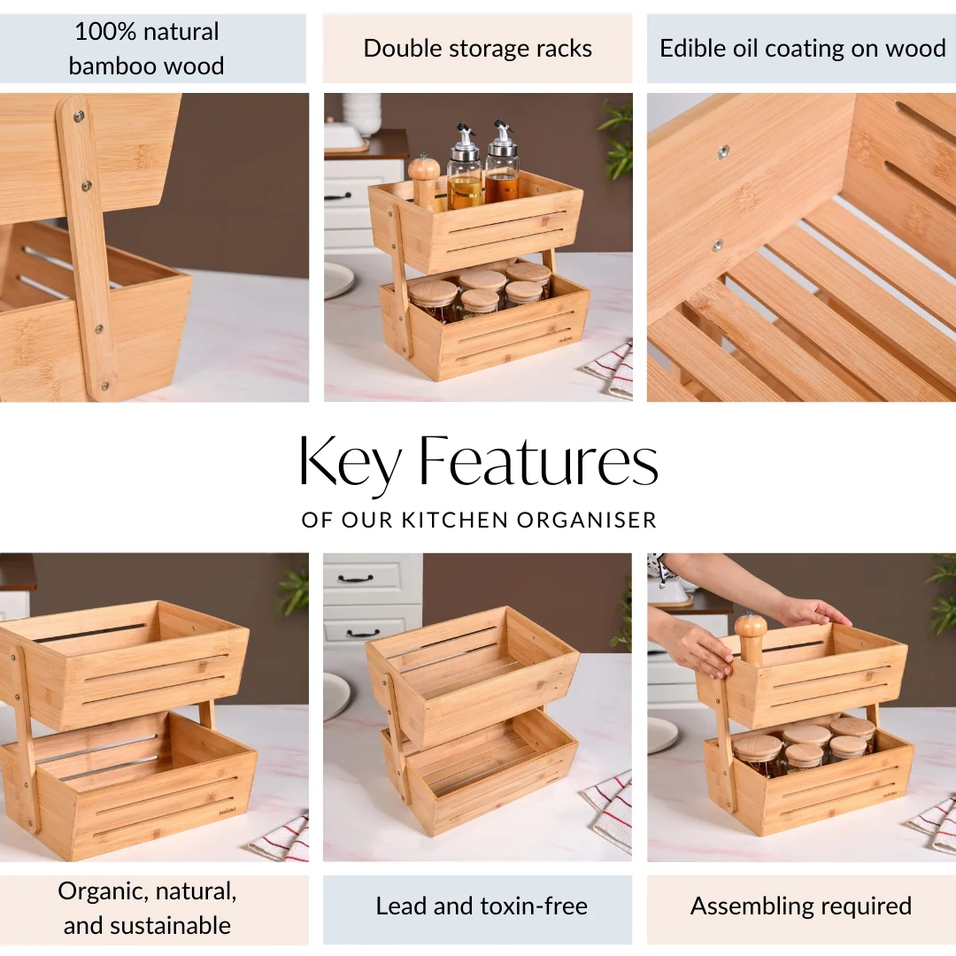 Double Tier Bamboo Storage Basket - Image 5