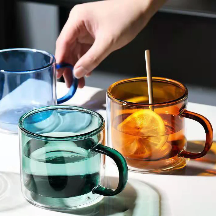 Double Wall Glass Mug Brown - Image 7
