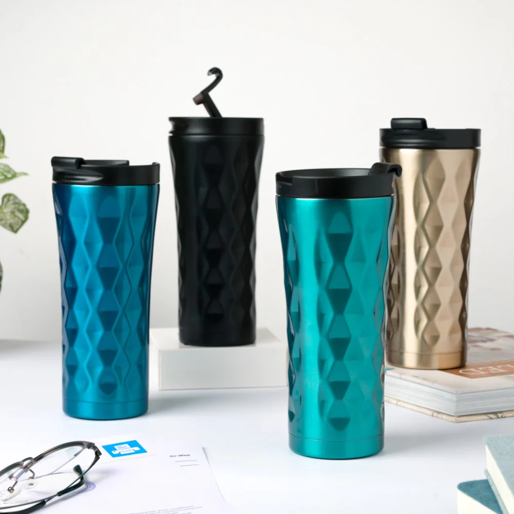 Double Walled Travel Tumbler Black With Flip Lid 500ml - Image 10