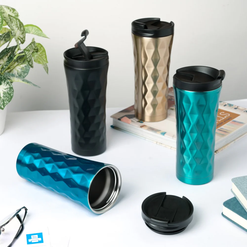 Double Walled Travel Tumbler Black With Flip Lid 500ml - Image 9