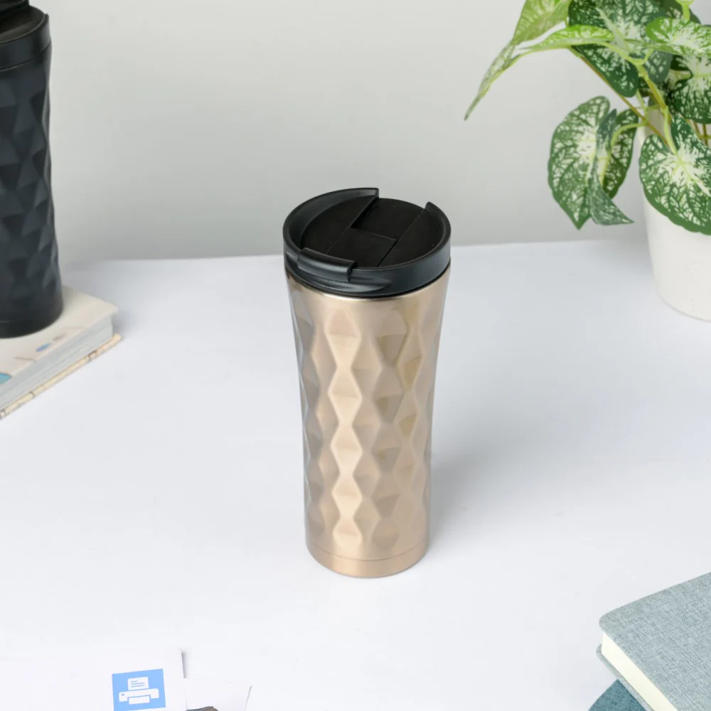 Double Walled Travel Tumbler Gold 500ml - Image 3