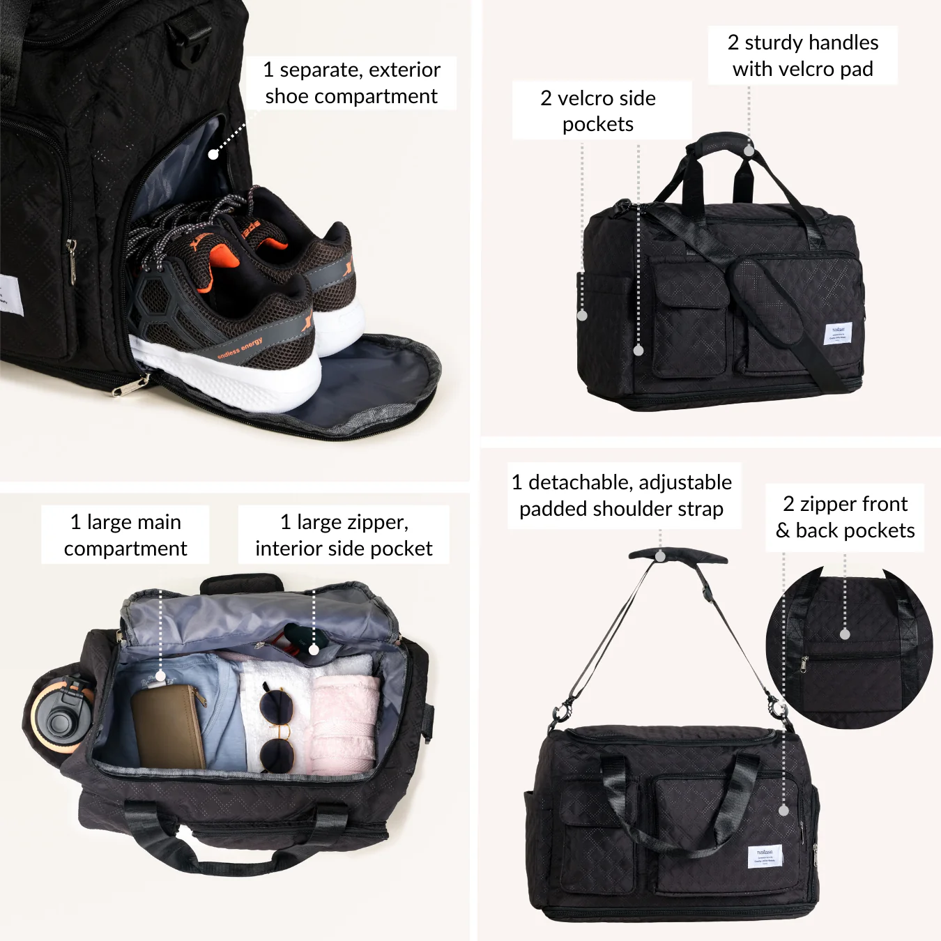 Dova Extendable Bag For Travel Black - Image 6