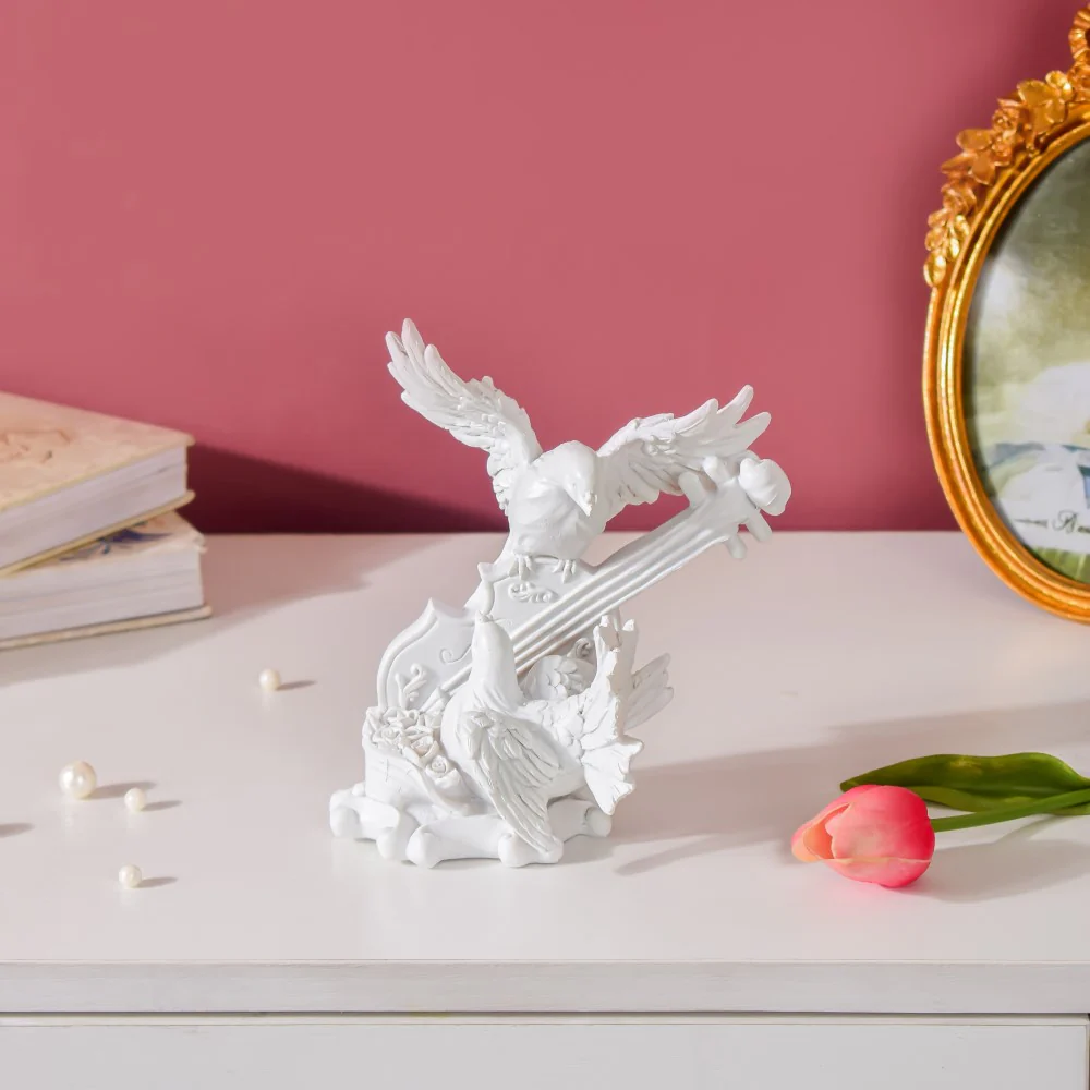 Dove Birds With Violin Decor White