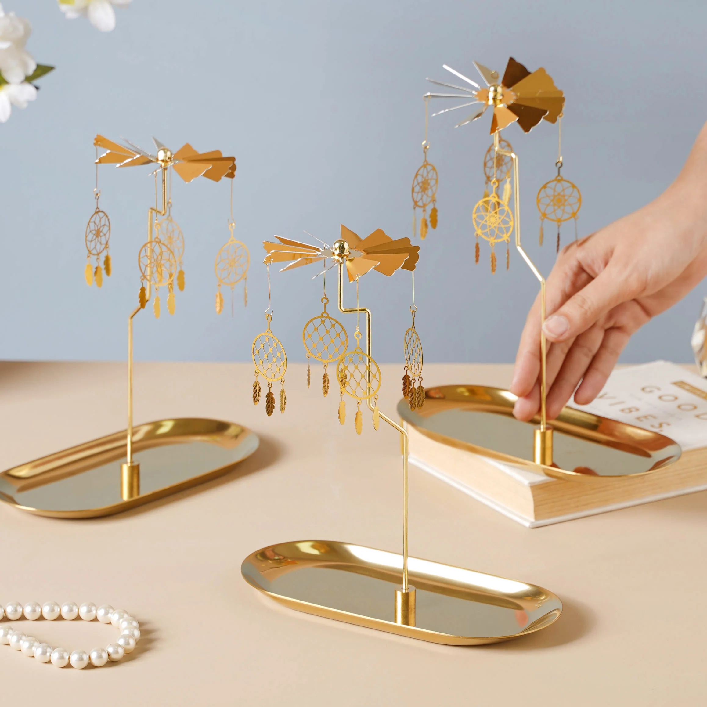 Dream Catcher Candle Stand Golden Stars - Image 4