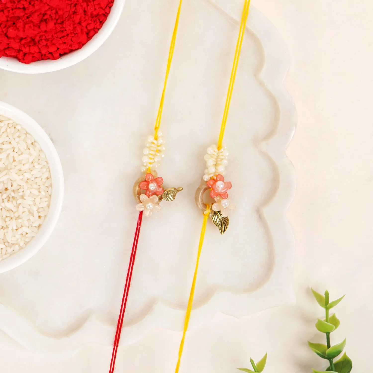 Dual Flower Rakhi Gift Set