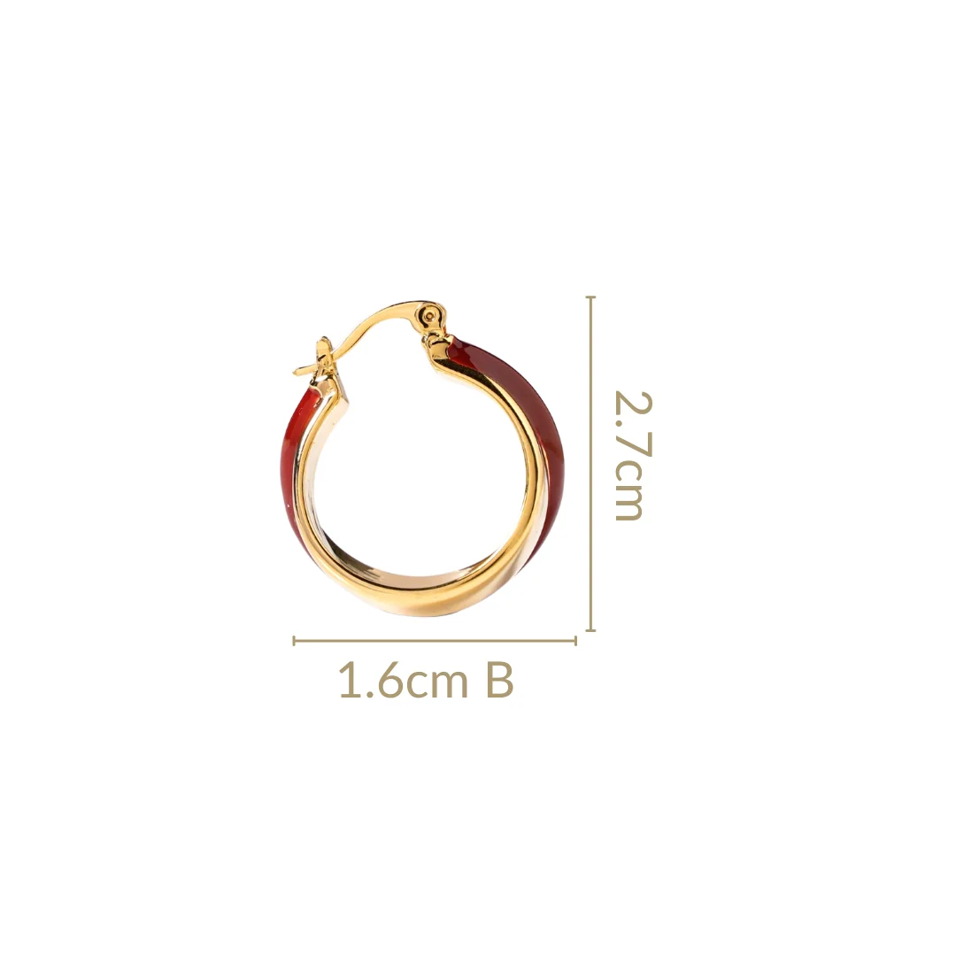 Dual Hoop Earrings Maroon - Image 3