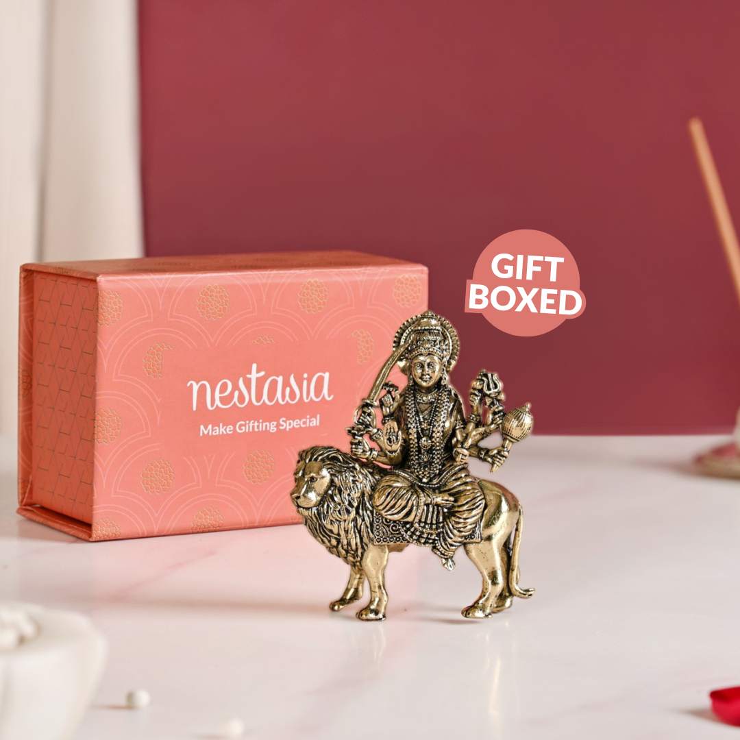 Durga Goddess Pure Brass Idol 7cm - Image 9