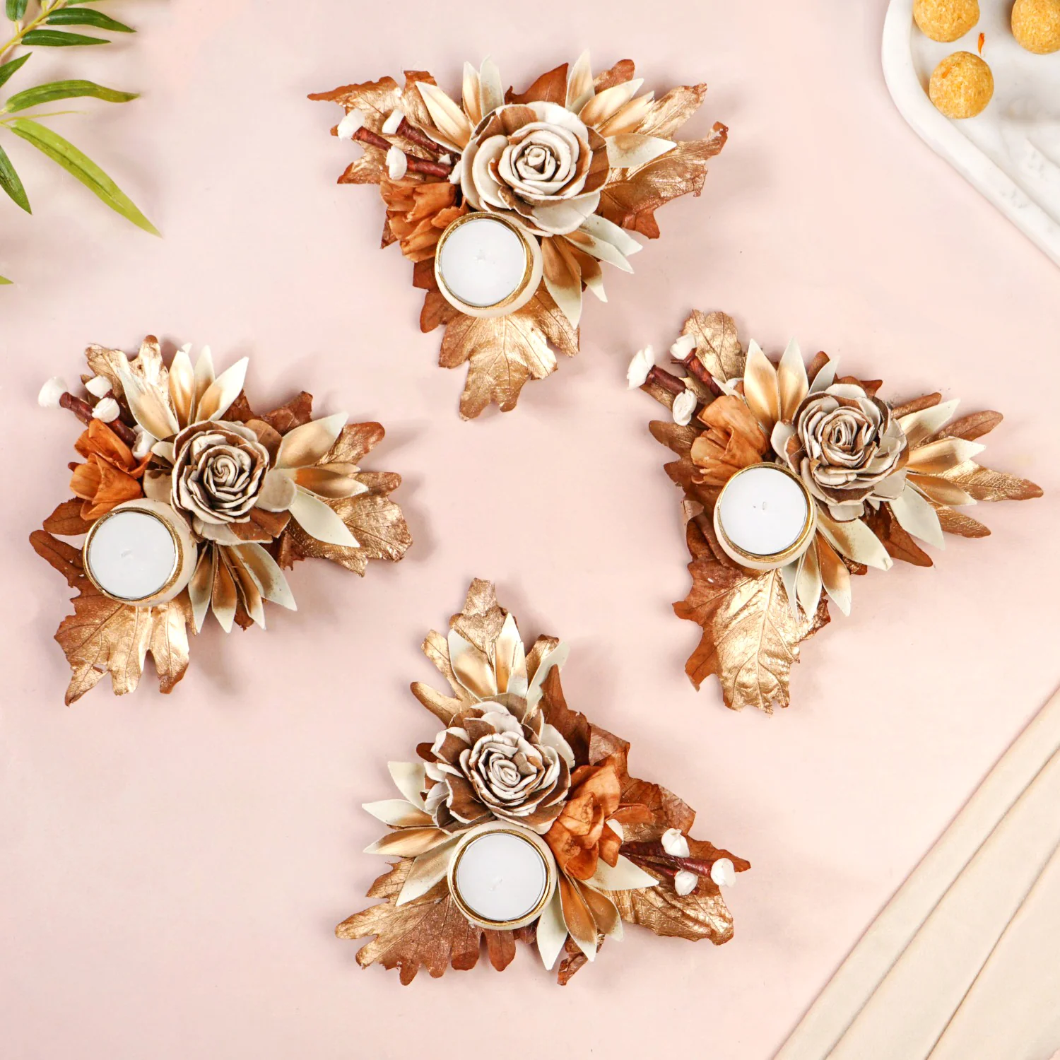 Earthbloom Natural Tea Light Candle Holder Set Of 4 - Image 8