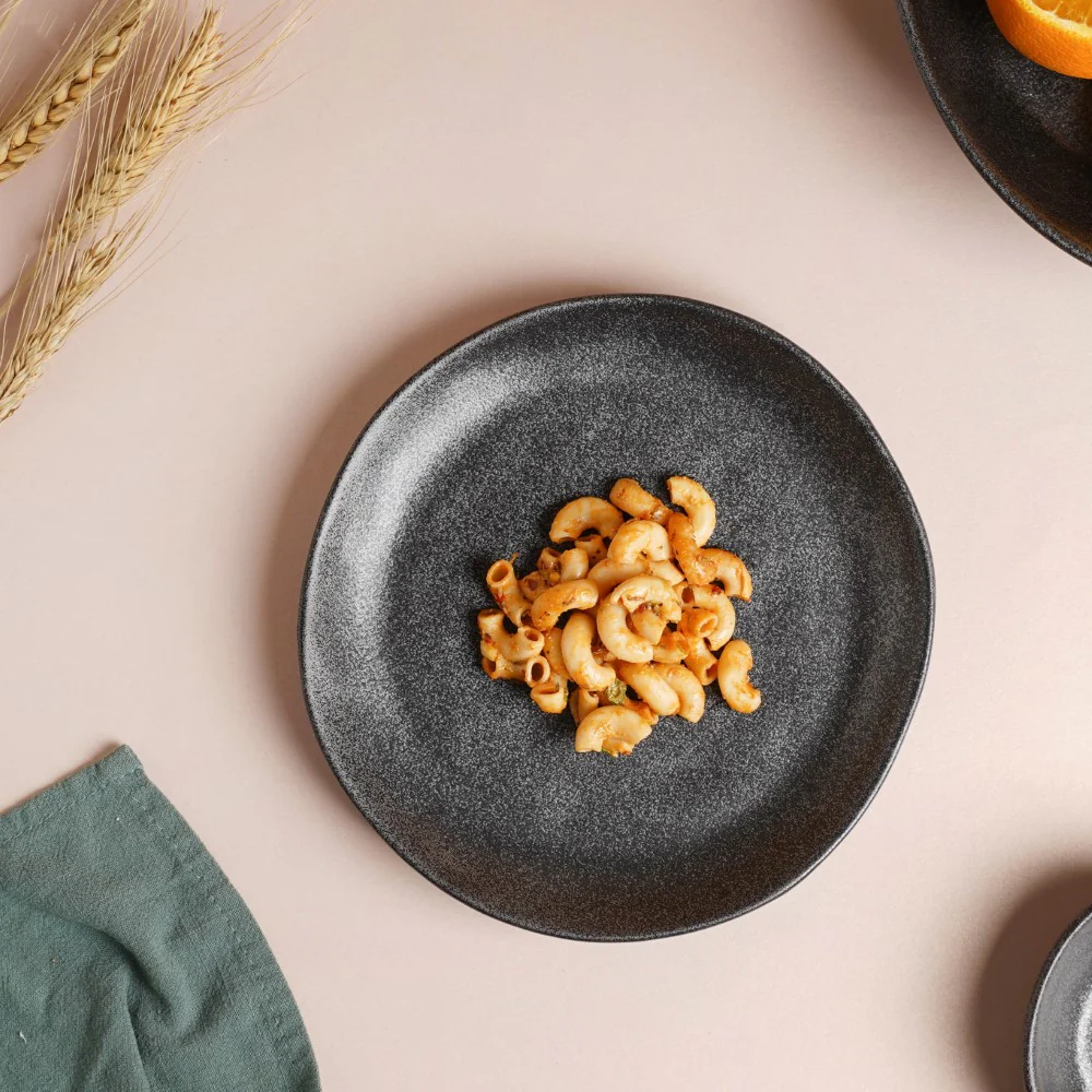 Earthen Stoneware Snack Plate Matte Black 8.5 Inch