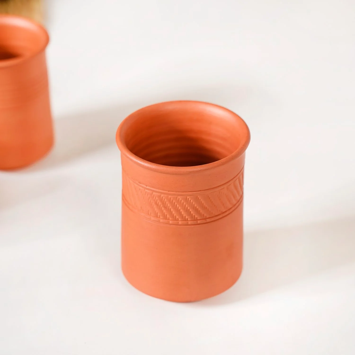 Earthen Textured Terracotta Tumblers Set Of 4 300ml - Image 2