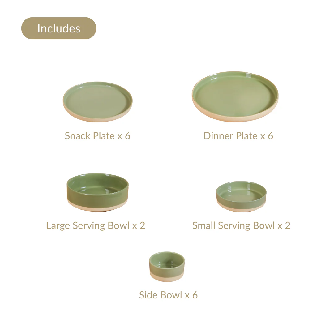 Earthy 22 Piece Dinner Set For 6 Sage Green - Image 5