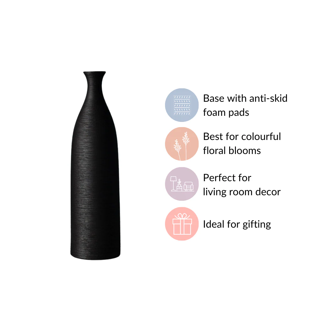 Earthy Black Pottery Ceramic Vase - Image 8