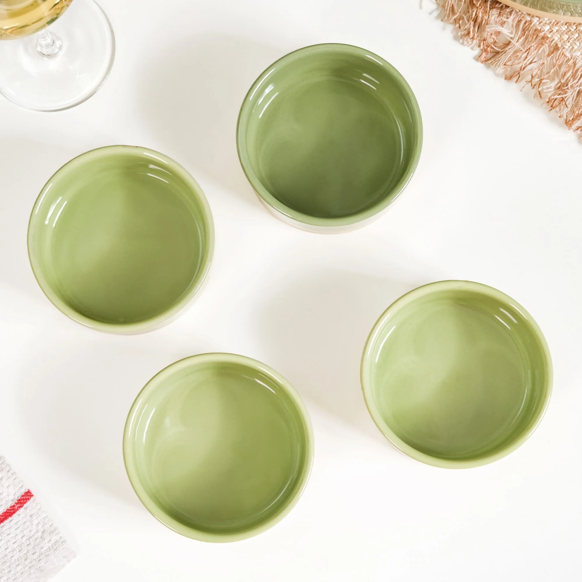 Earthy Sage Green Stoneware Small Bowls Set Of 4 150ml - Image 6