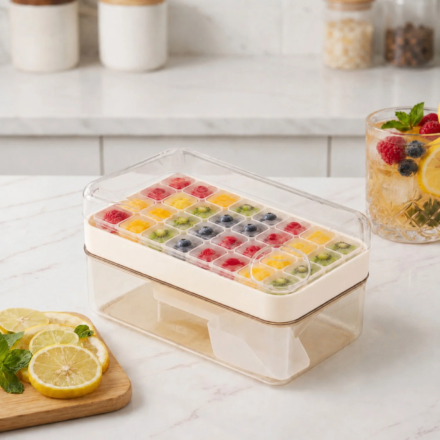 Easy Release Ice Cube Tray With Lid Bin And Scoop - Image 2