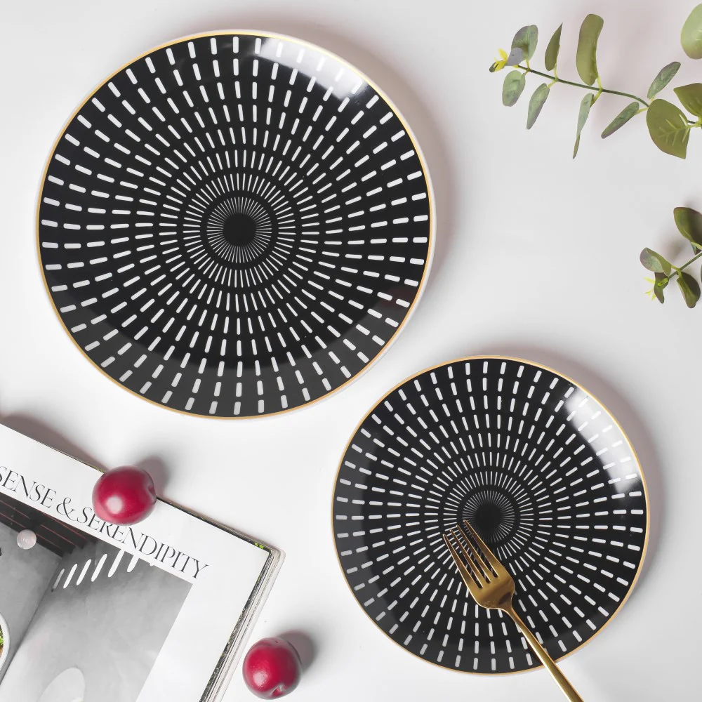 Ebony Ceramic Snack Plate Black 8 Inch - Image 6