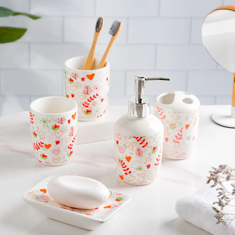 Eclectic Ceramic Bathroom Accessories Set of 5 - Image 12