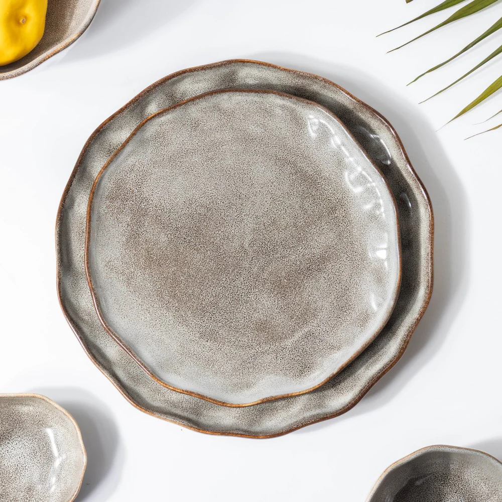 Eclectic Stoneware Snack Plate Grey 8 Inch - Image 6