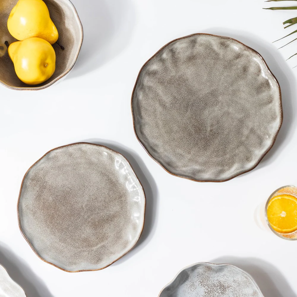 Eclectic Stoneware Snack Plate Grey 8 Inch - Image 7