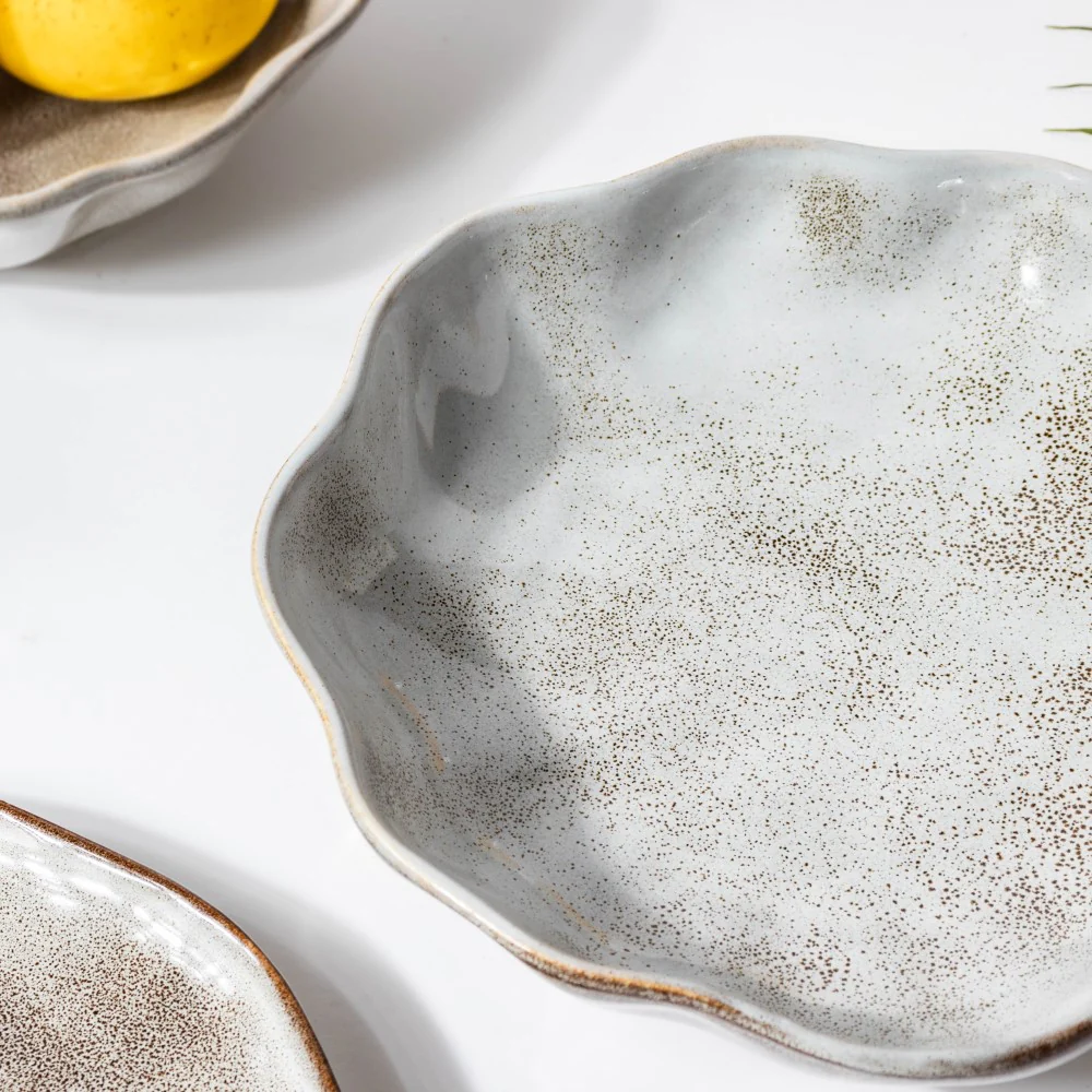 Eclectic Stoneware Wavy Snack Plate Grey 8 Inch - Image 4