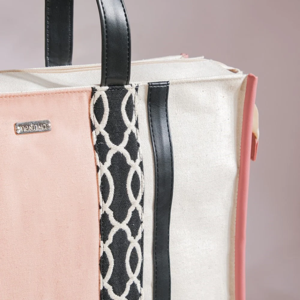 Eco Canvas Tote Bag Pink Large 17 X 12 Inch - Image 16