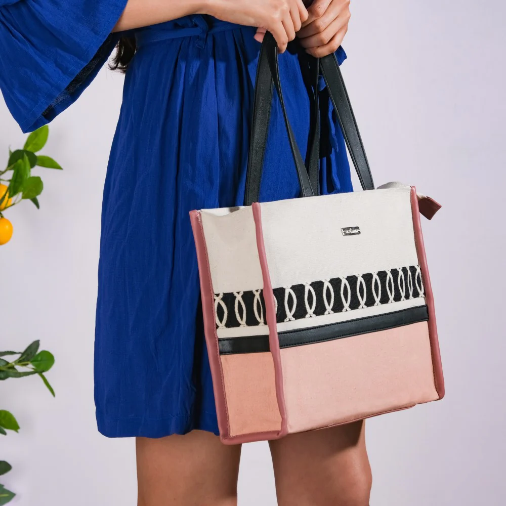 Eco Canvas Tote Bag Pink Set Of 2 - Image 5