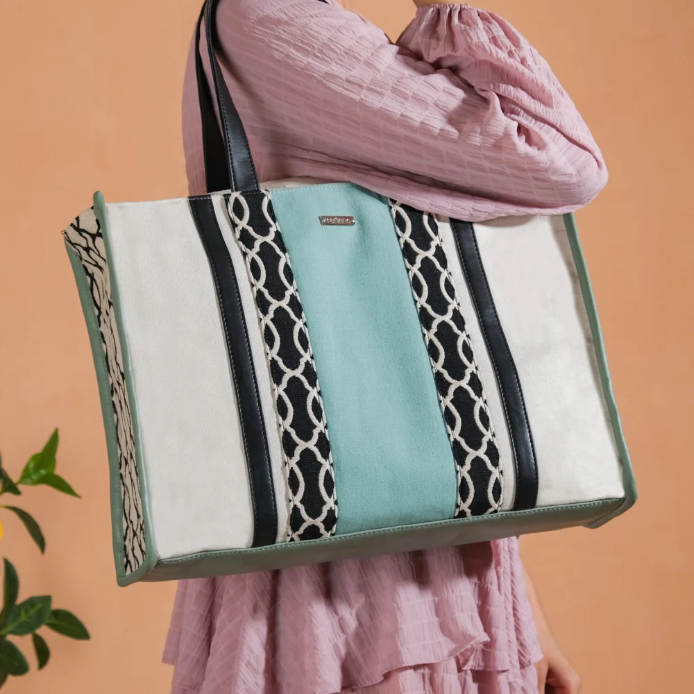 Eco-friendly Carryall Canvas Tote Bag Mint Large 17 X 12 Inch - Image 5