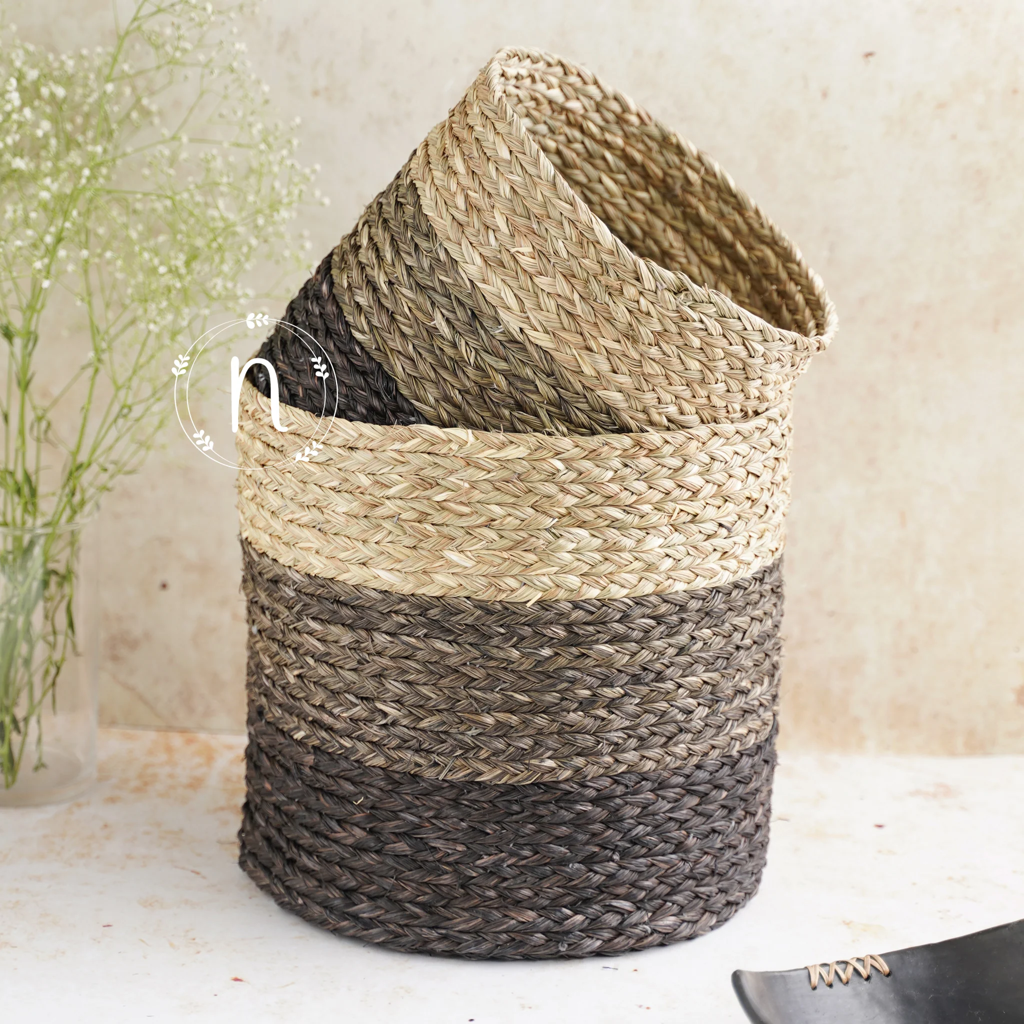 Eco-Friendly Planter Baskets Brown Set of 2 - Image 4