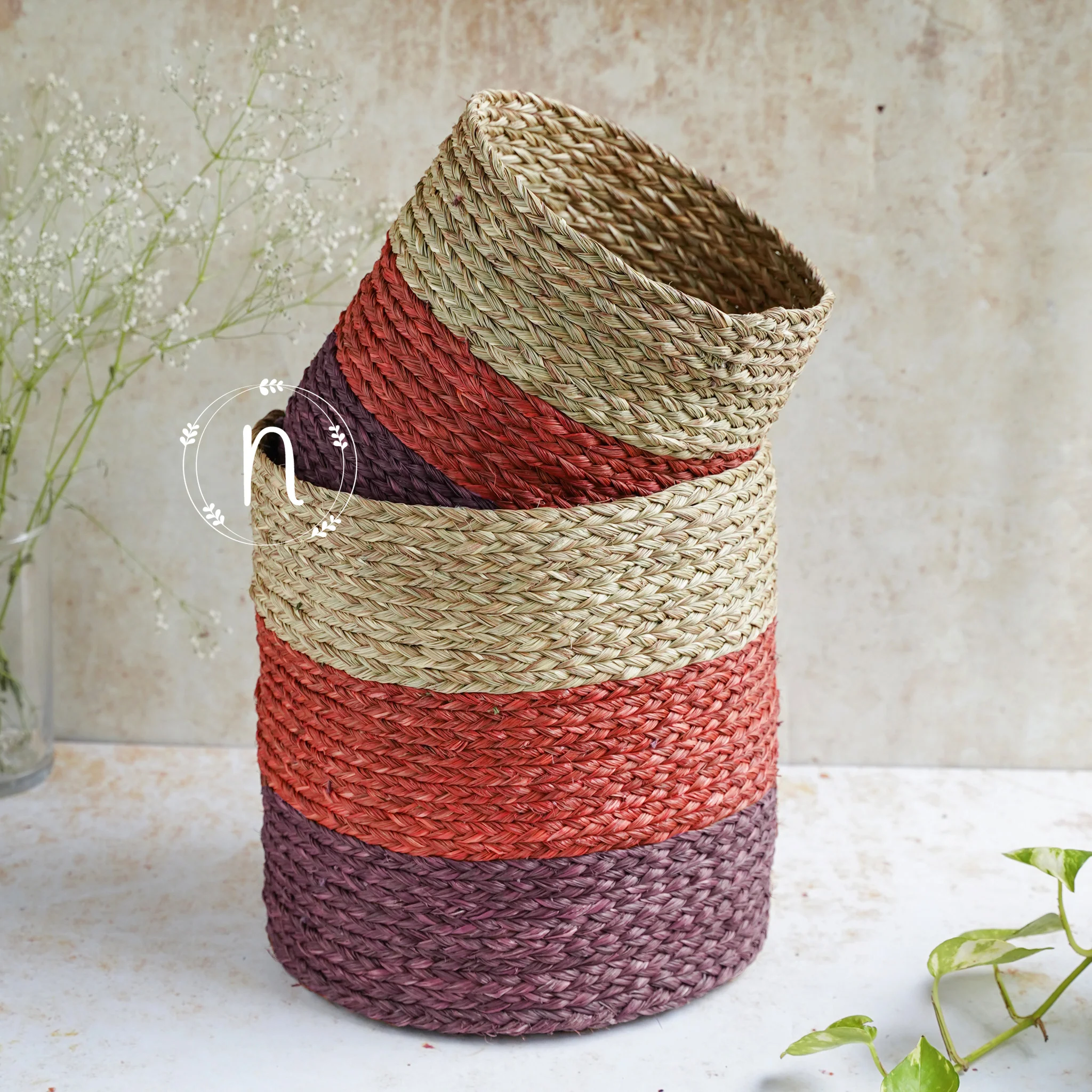 Eco-Friendly Planter Baskets Red Set of 2 - Image 3