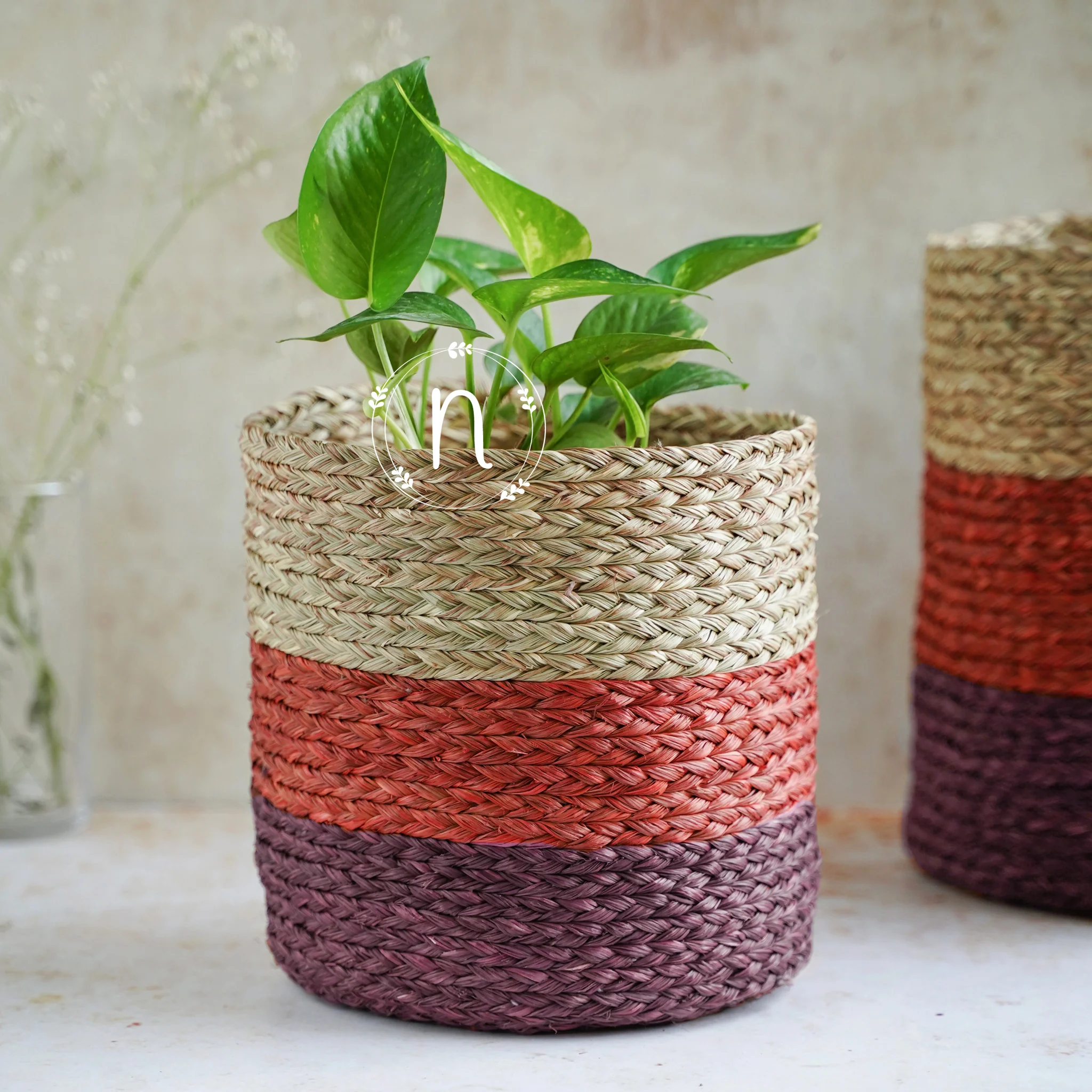 Eco-Friendly Planter Baskets Red Set of 2 - Image 4