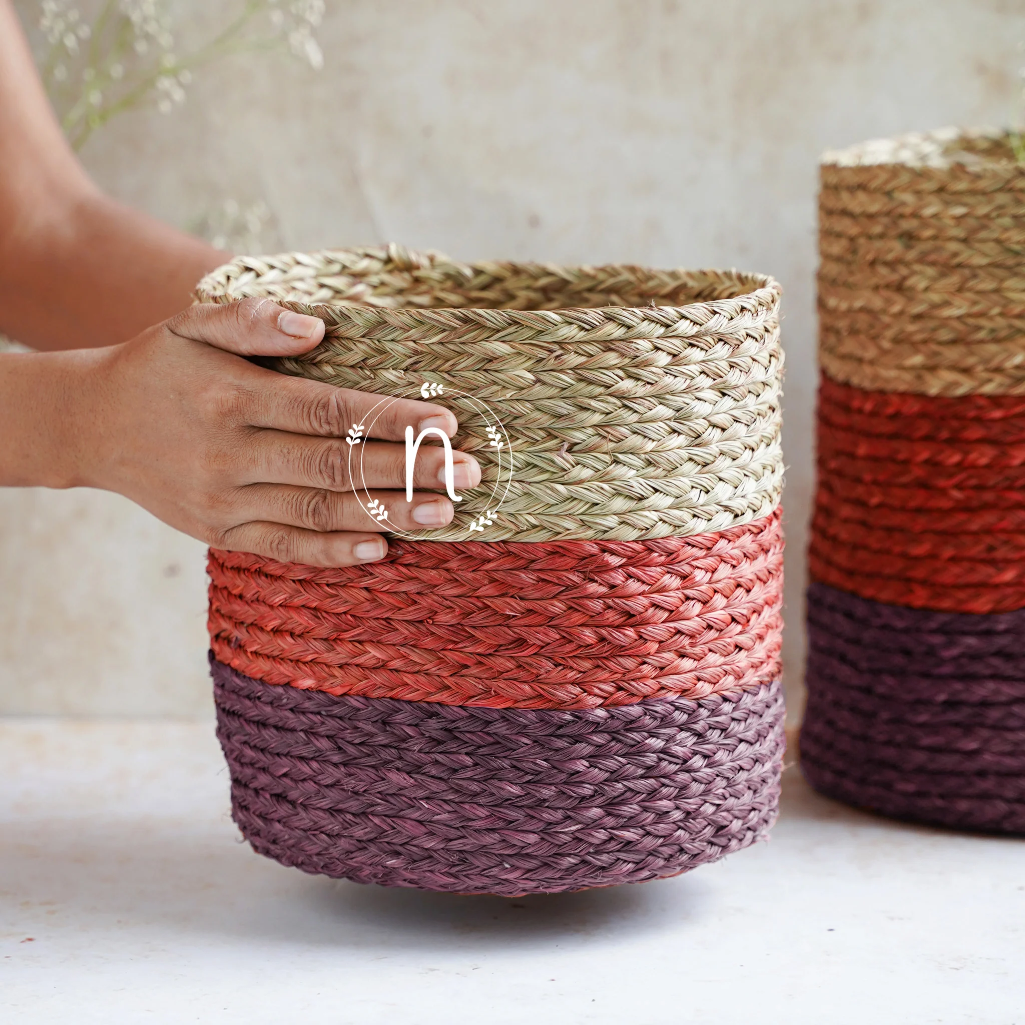 Eco-Friendly Planter Baskets Red Set of 2 - Image 6