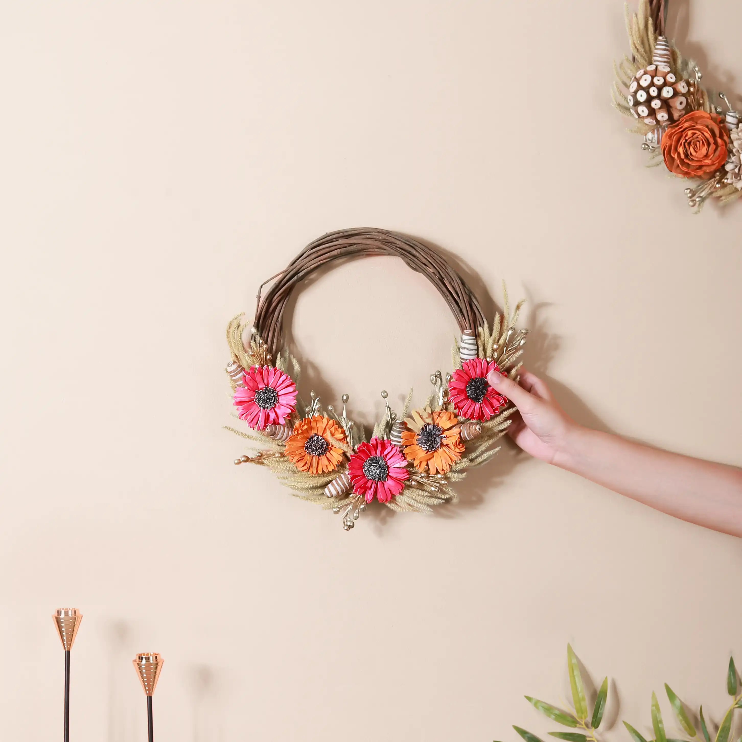 Eco Sustainable Flower Wreath For Home Multicolour - Image 2