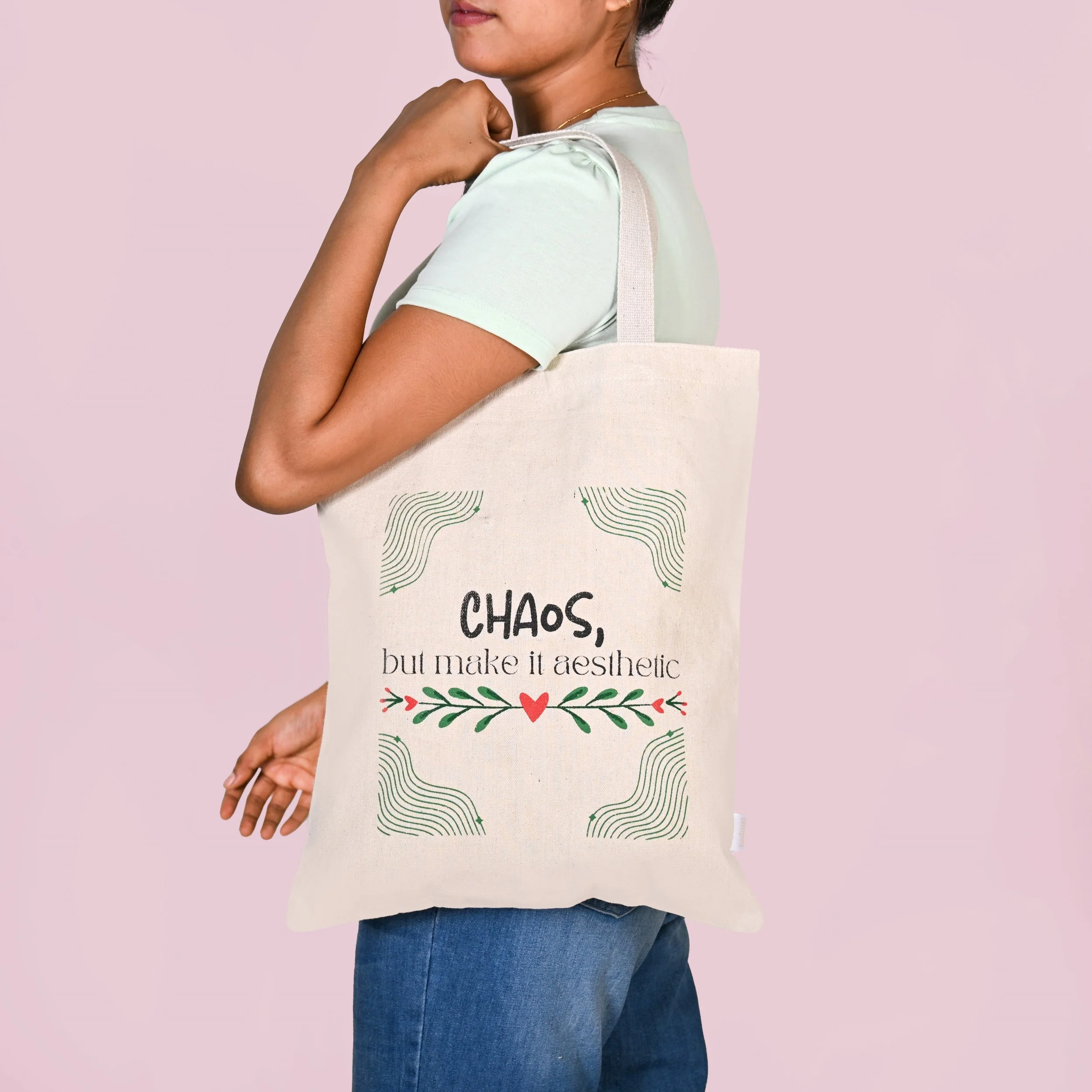 Ecofriendly Quirky Quotes Canvas Tote Bag For Women Set Of 2 - Image 2