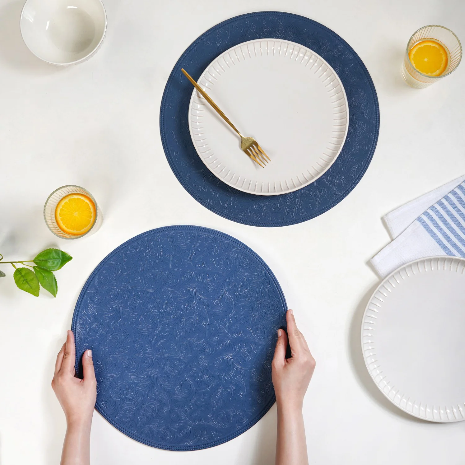Electric Blue Round Table Mat Set Of 6 - Image 2