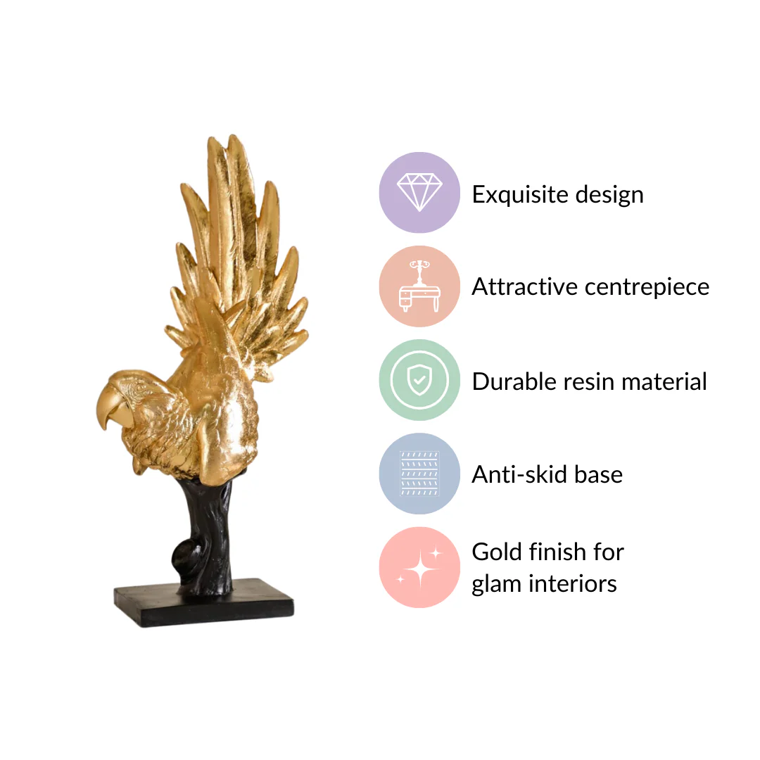 Elegant Macaw Showpiece Gold - Image 4