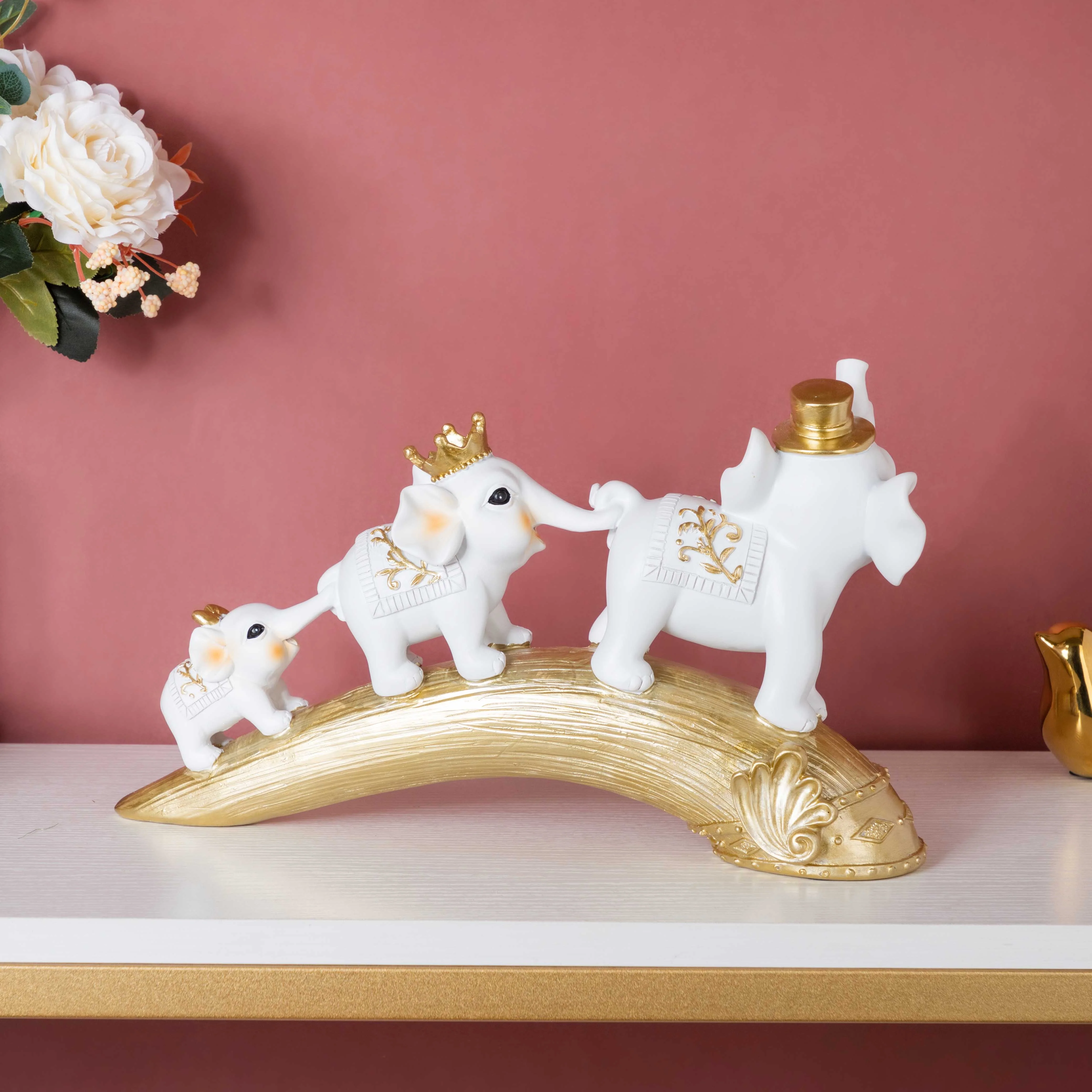 Elephant Family Decorative Showpiece White 12 X 7 Inch - Image 5